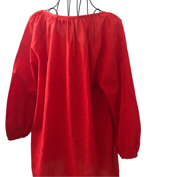 Rock Flower Paper blouse peasant style tomato red eyelet cotton boho size small - Picture 2 of 9